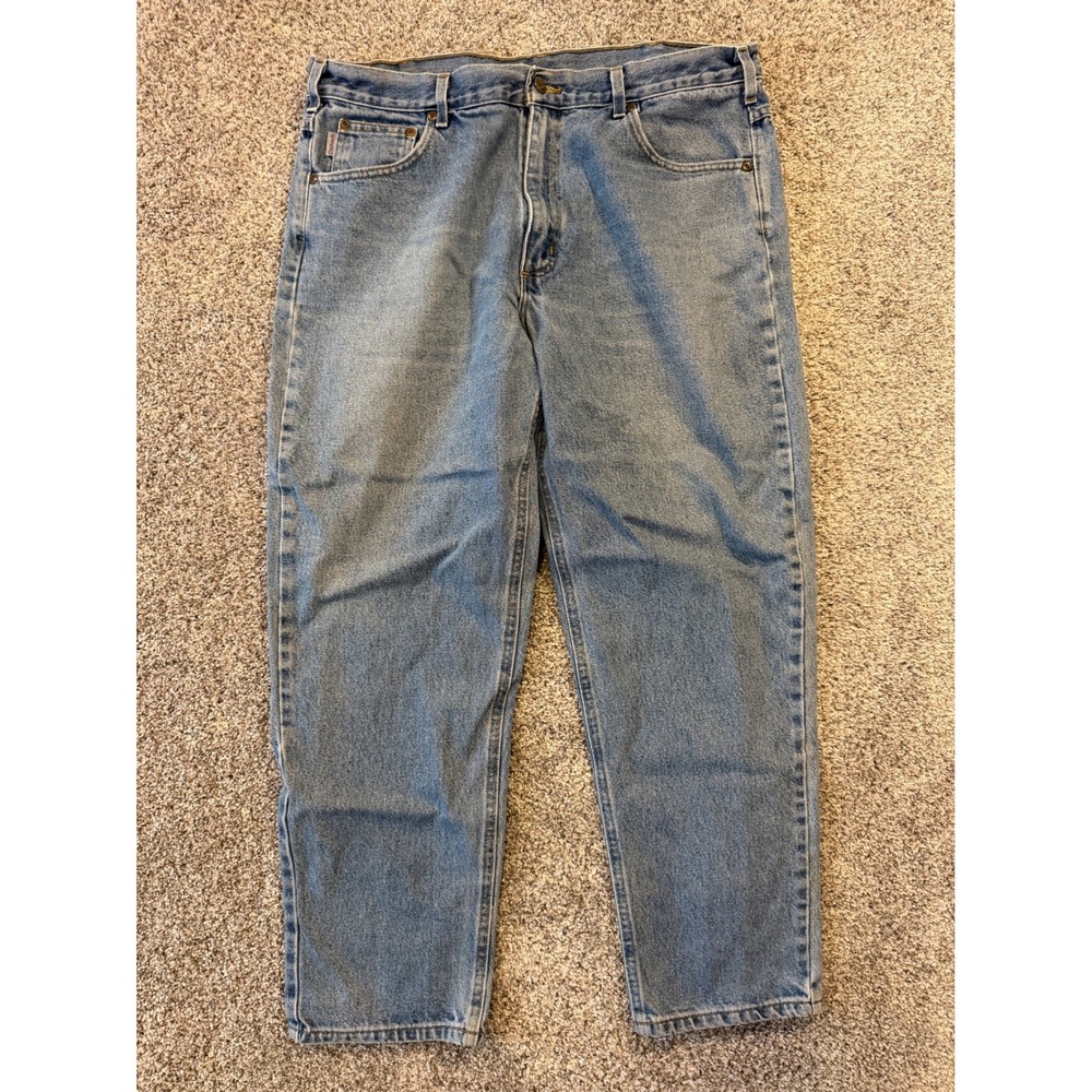 Carhartt Jeans Mens 38x30 Blue B17 DST Relaxed Fit Tapered Leg Denim Workwear *